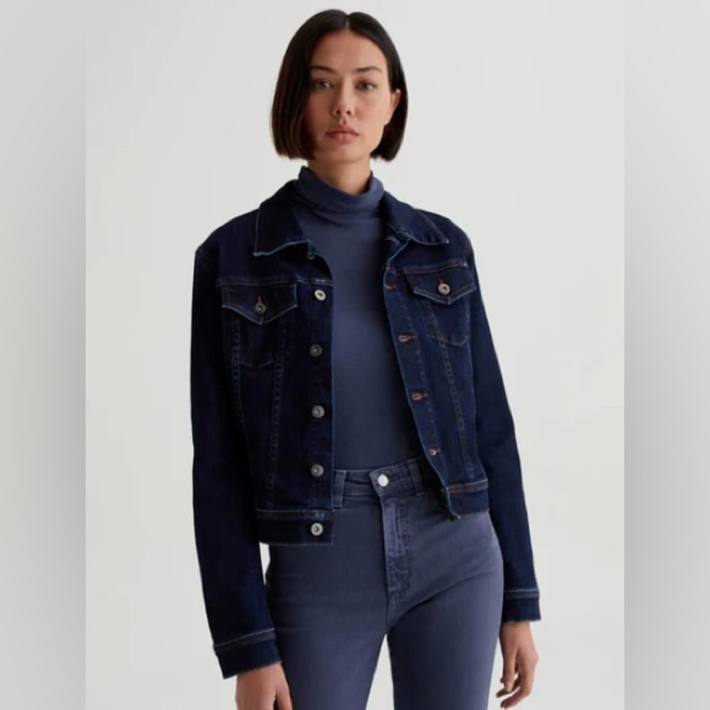 AG Adriano Goldschmied Jean Jacket The Robyn Dark Indigo Denim L Soft